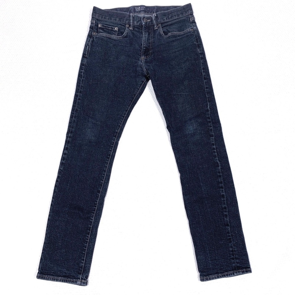 Gap Denim Slim Fit Dark Wash Blue Jeans Mens 30x29 Zip Fly 5 Pocket Classic